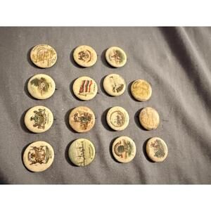 Collection of Vintage Political and Cigarette Pinback Buttons - US States/Cities